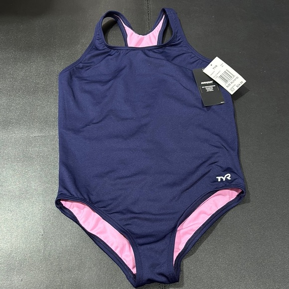TYR DURAFAST UPF 50+ performance,chlorine proof,antimicrobial,color fast, Navy - Picture 1 of 6